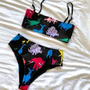 High-Waisted Dinosaur Bikini